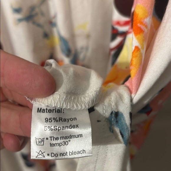 White Cream Sundress Short Sleeve Crew Neck - Picture 4 of 5